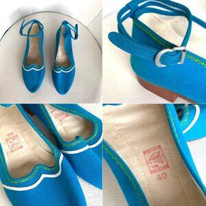Vintage Chinese Blue Canvas Mary Janes NWOT
